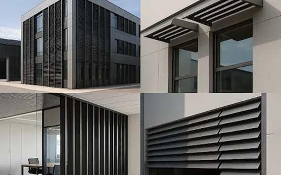 Modern building with ACP fin louvers by Nirmaan Groups